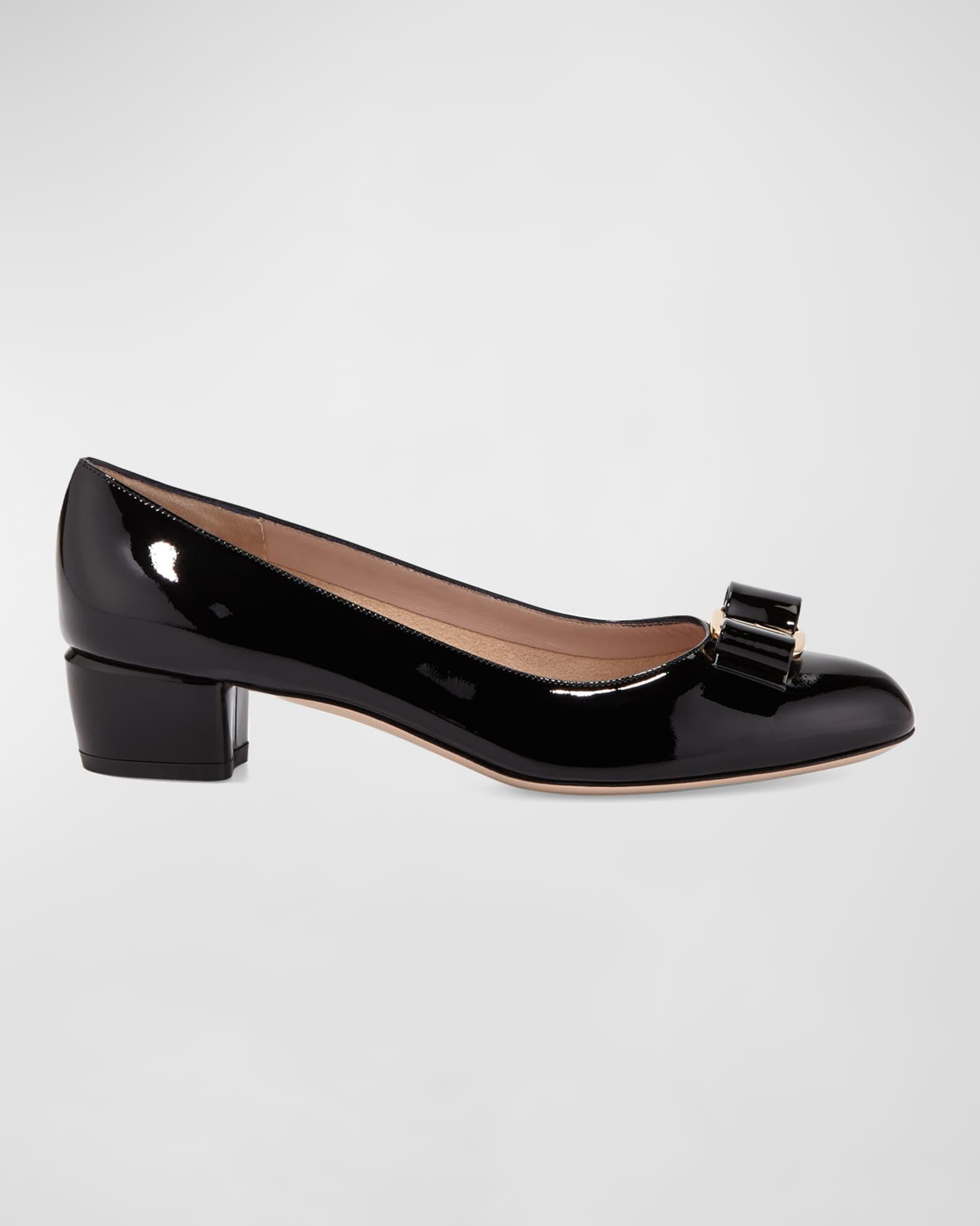 Vara Bow Leather Low Pumps Product Image