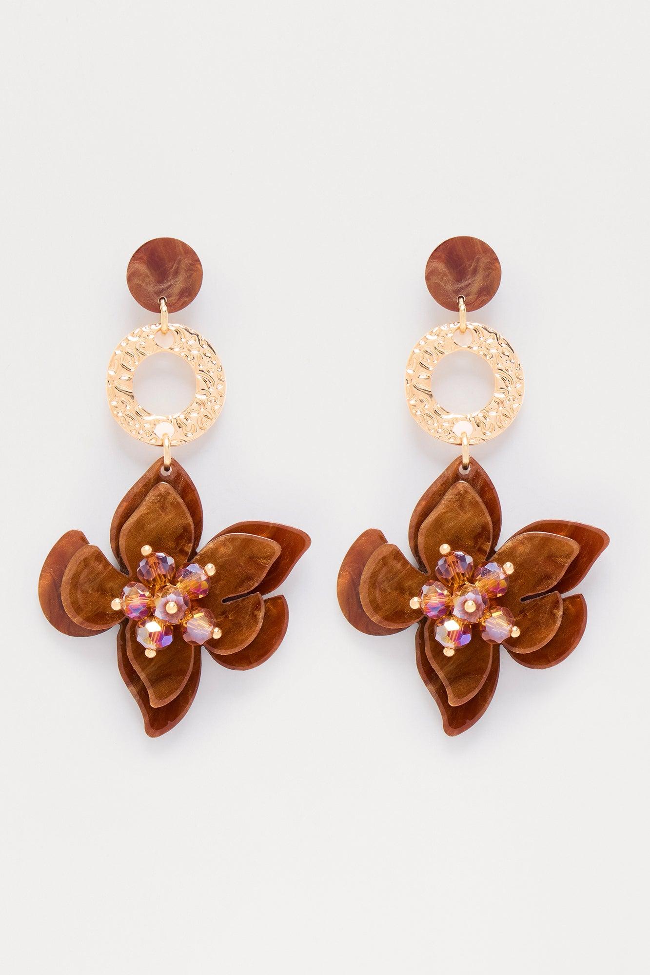 Gilded Thorn Earrings - Brown Product Image