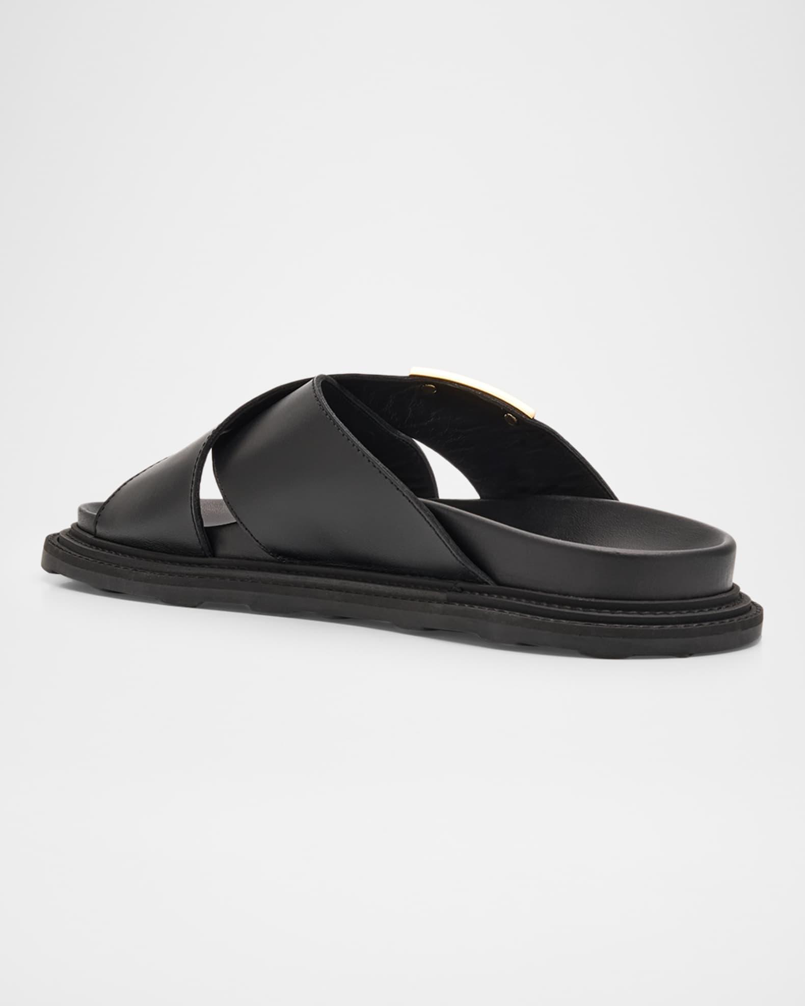 Men's Crisscross Leather Slide Sandals  Product Image