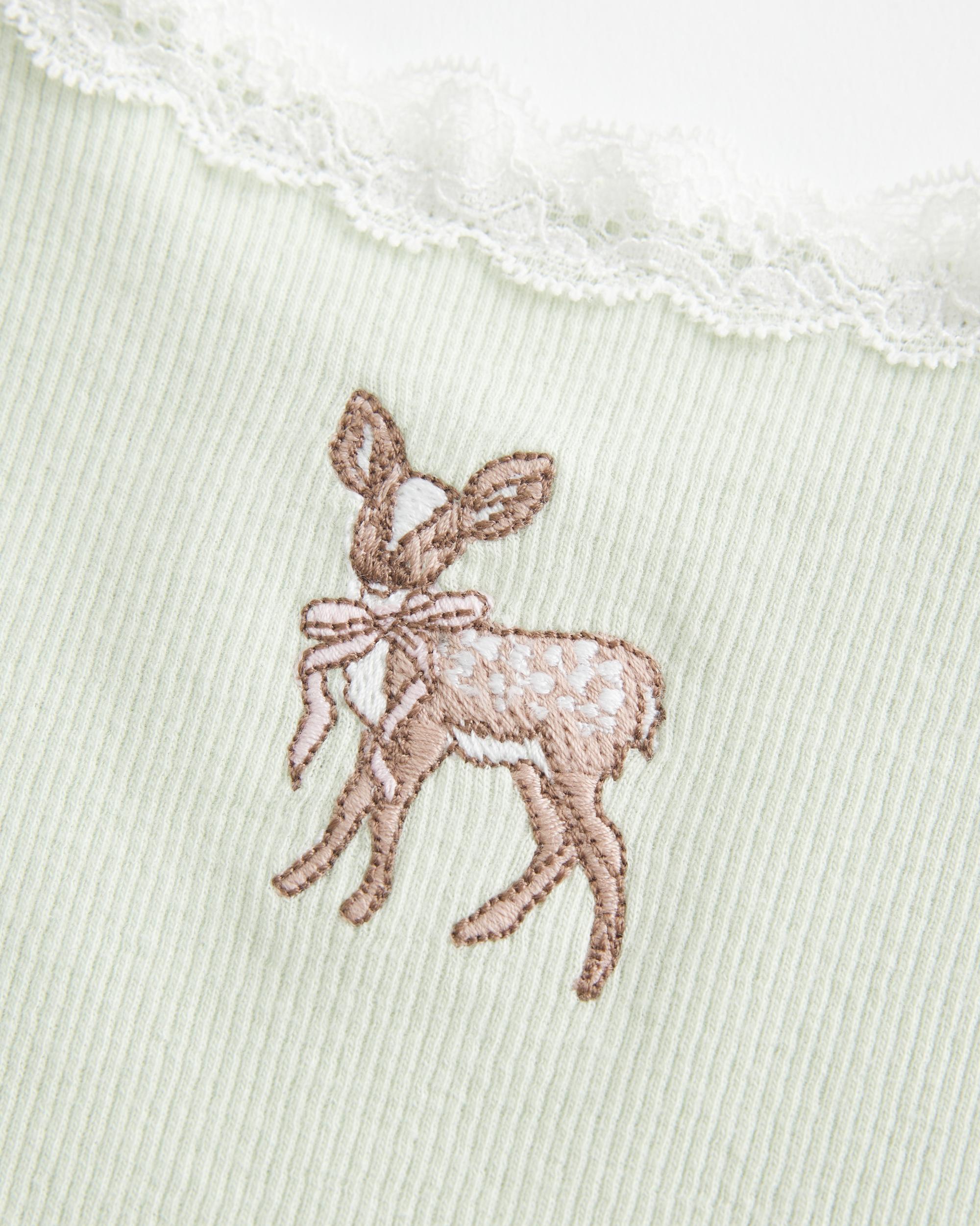 Lace Trim Deer Graphic Tank Product Image