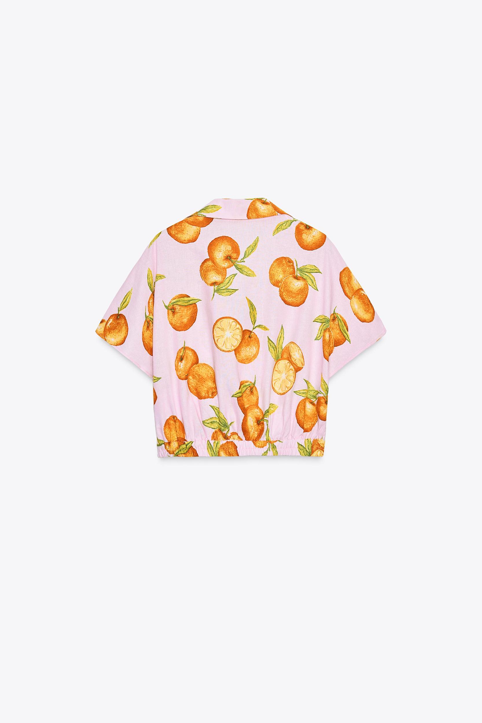 PRINTED CROPPED LINEN TOP Product Image