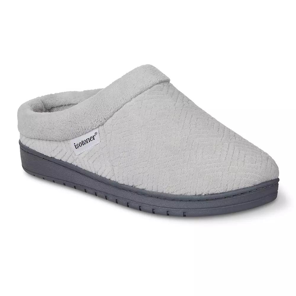 isotoner Gemma Sculpted Microterry Hoodback Women's Slippers, Size: XS, Light Gray Product Image