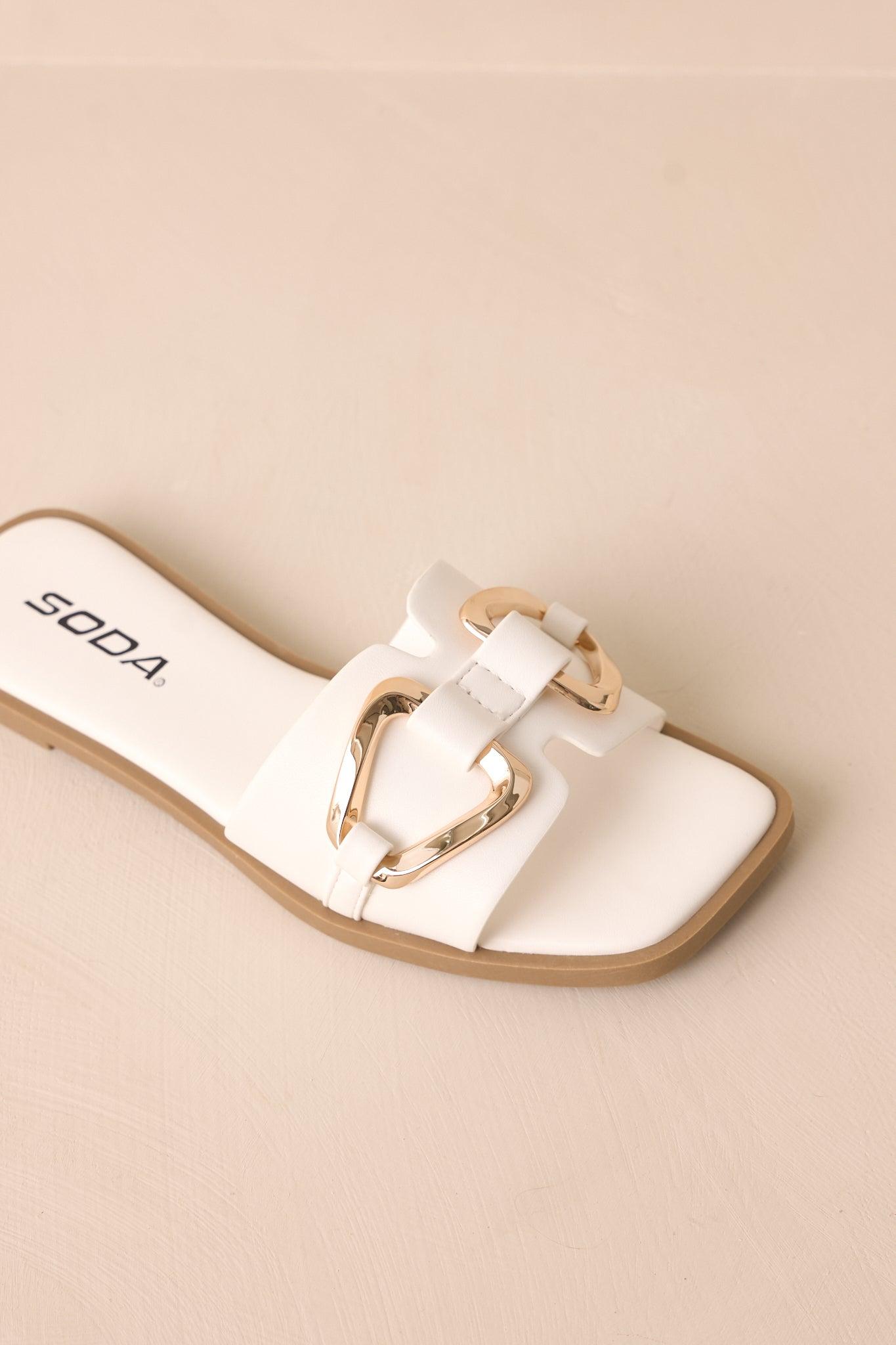 Stepping Stones White & Gold Sandals Product Image