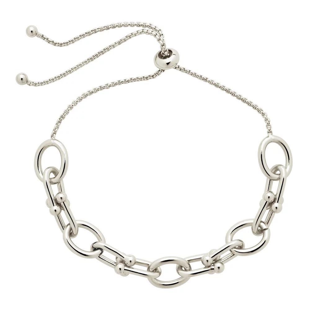 MC Collective Mixed Link Adjustable Bracelet, Women's, Size: 10", Silver Tone Product Image