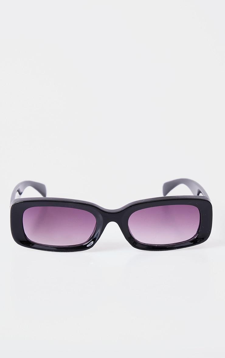Black Rectangular Slim Frame Sunglasses Product Image