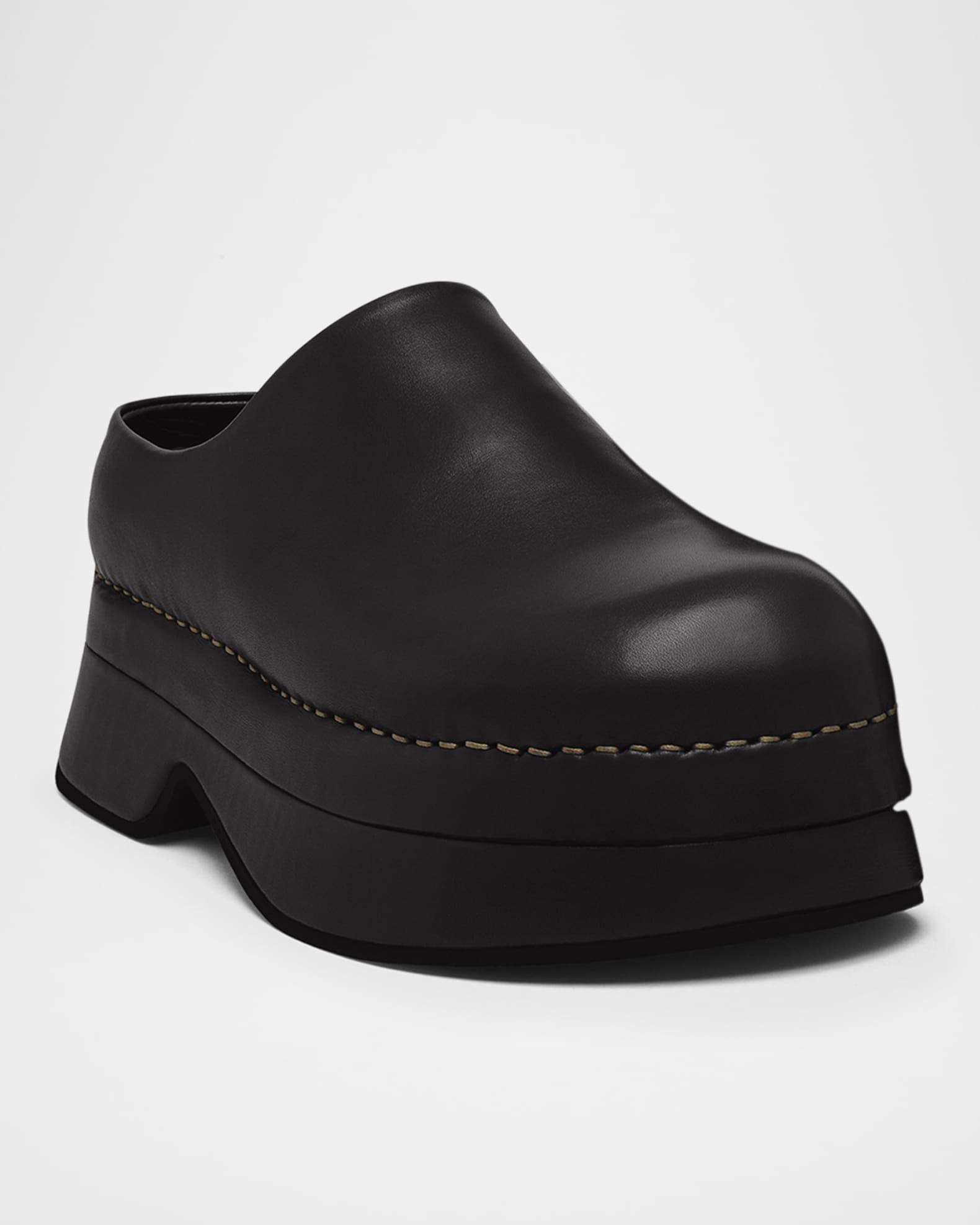 Mens Stone Leather Platform Clogs Product Image