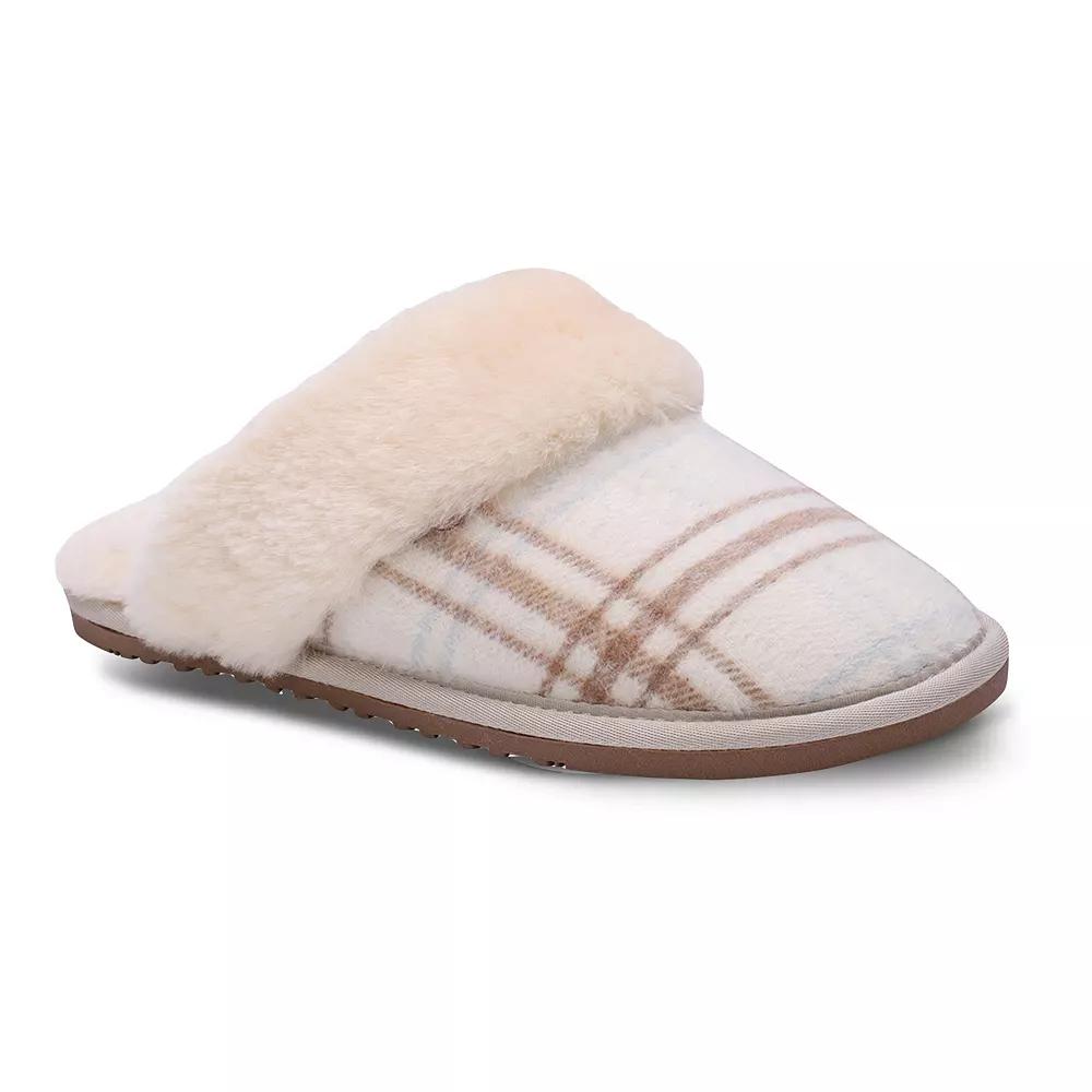 Mykos Women's Fleece Scuff Slippers, Size: Small, Brown Plaid Product Image