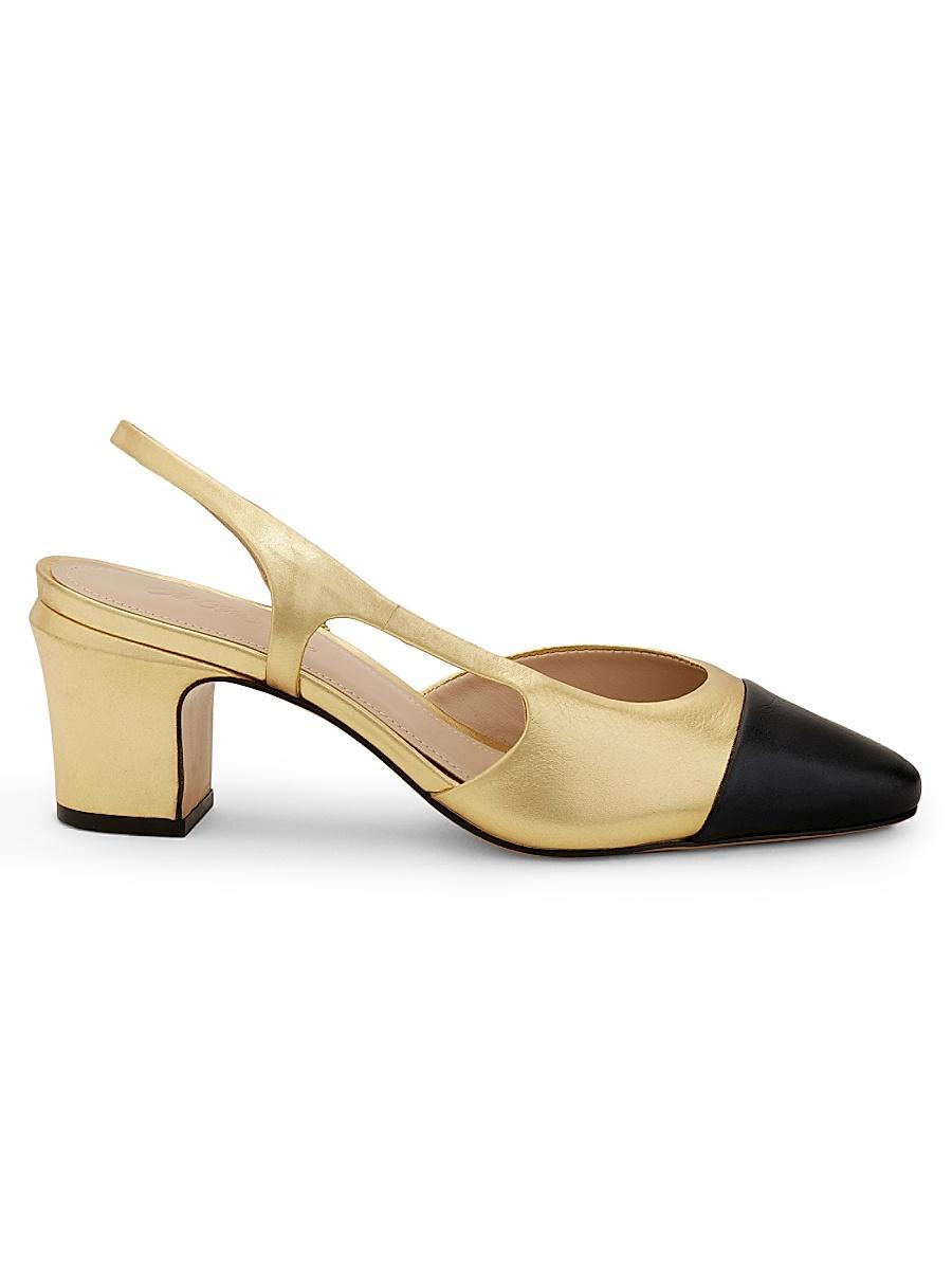 Womens 65MM Metallic Cap-Toe Slingback Pumps Product Image