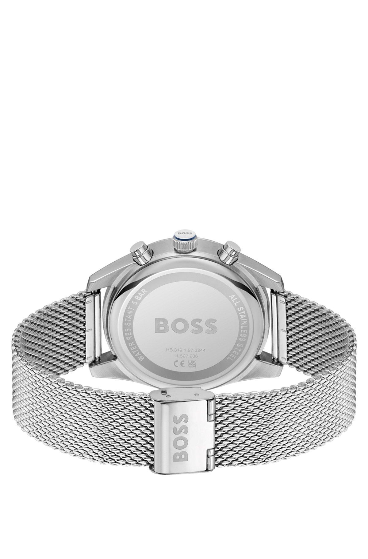 BOSS - Mesh-bracelet chronograph watch with blue dial Product Image