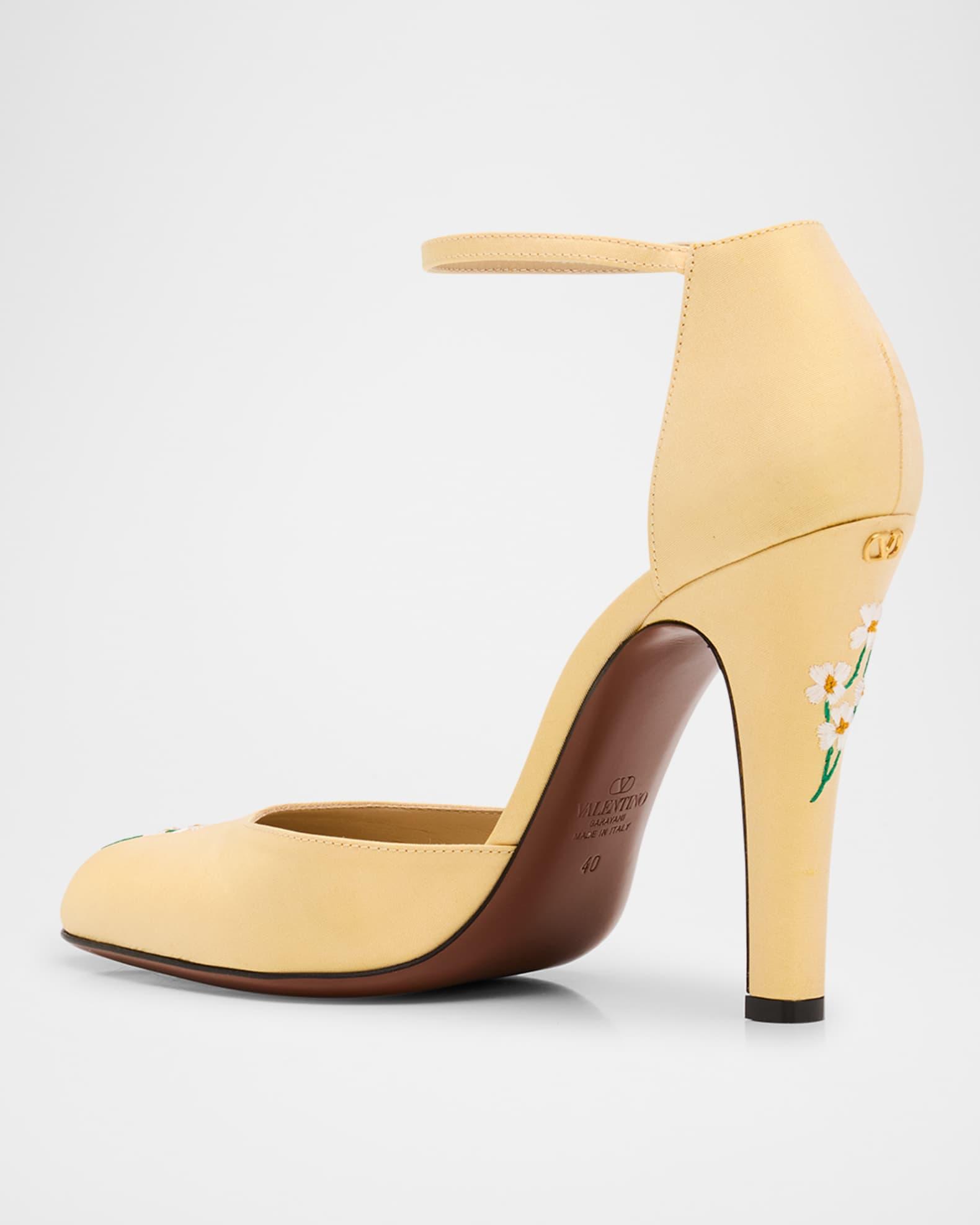 Hi Dolly Daisy Embroidered Satin Pumps  Product Image