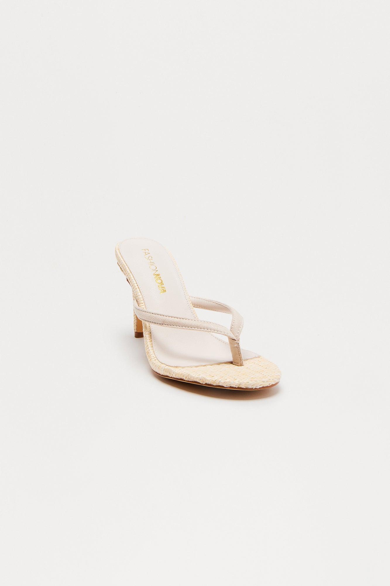 Saros Raffia Thong Mules - Cream Product Image