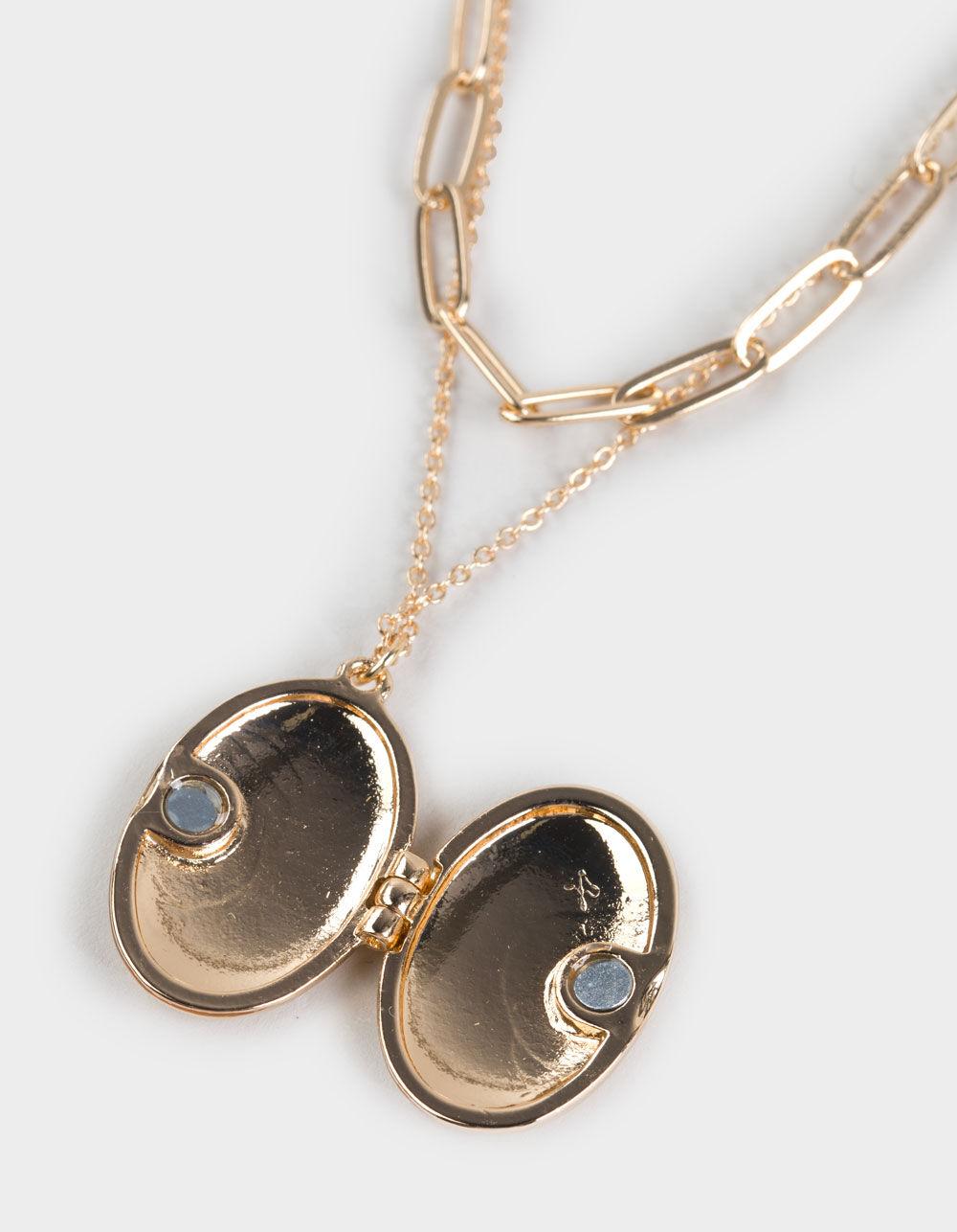 FULL TILT Etched Butterfly Locket Necklace - GOLD Product Image