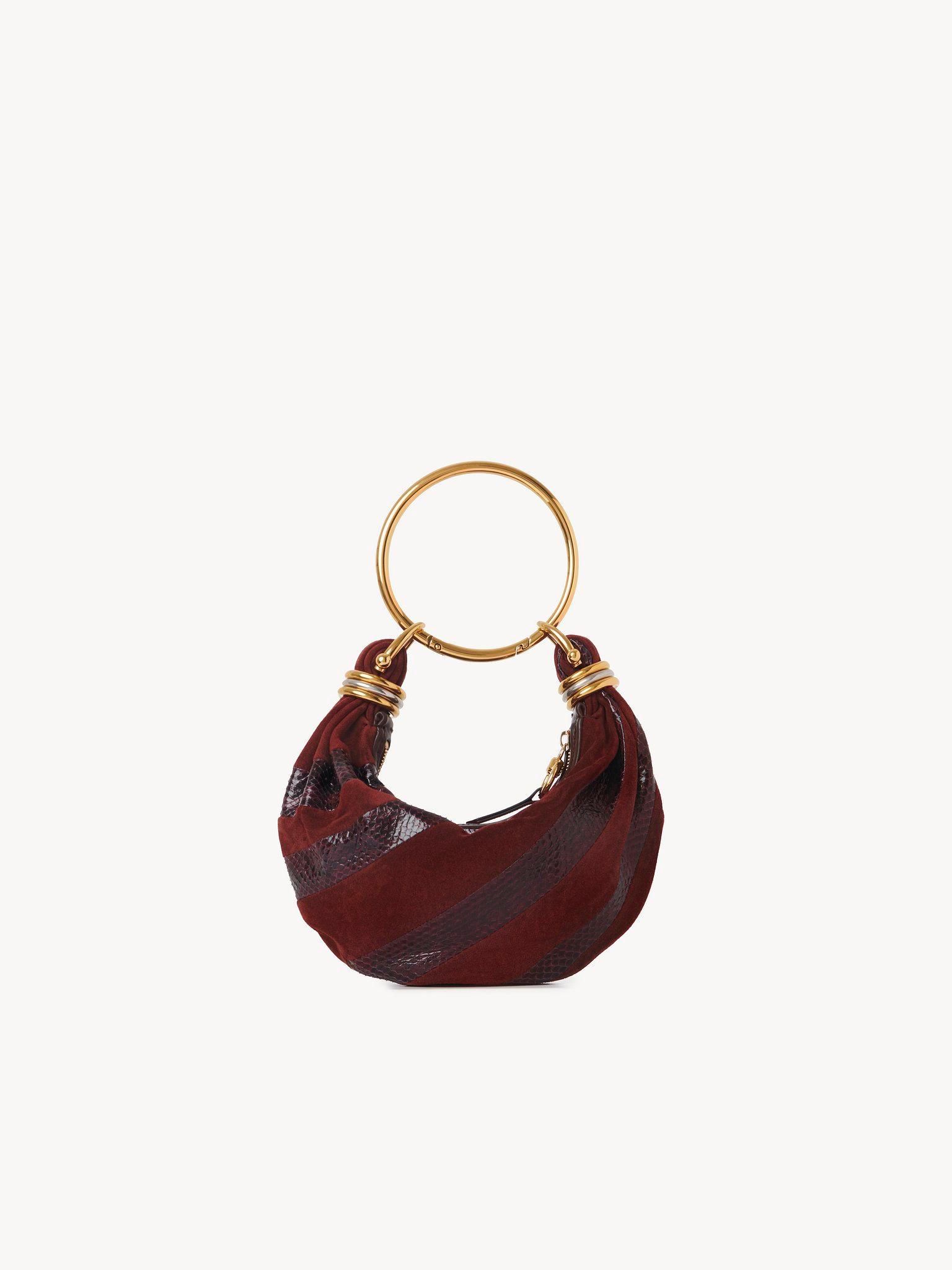 Mini Bracelet Hobo bag in suede leather & snakeskin Product Image