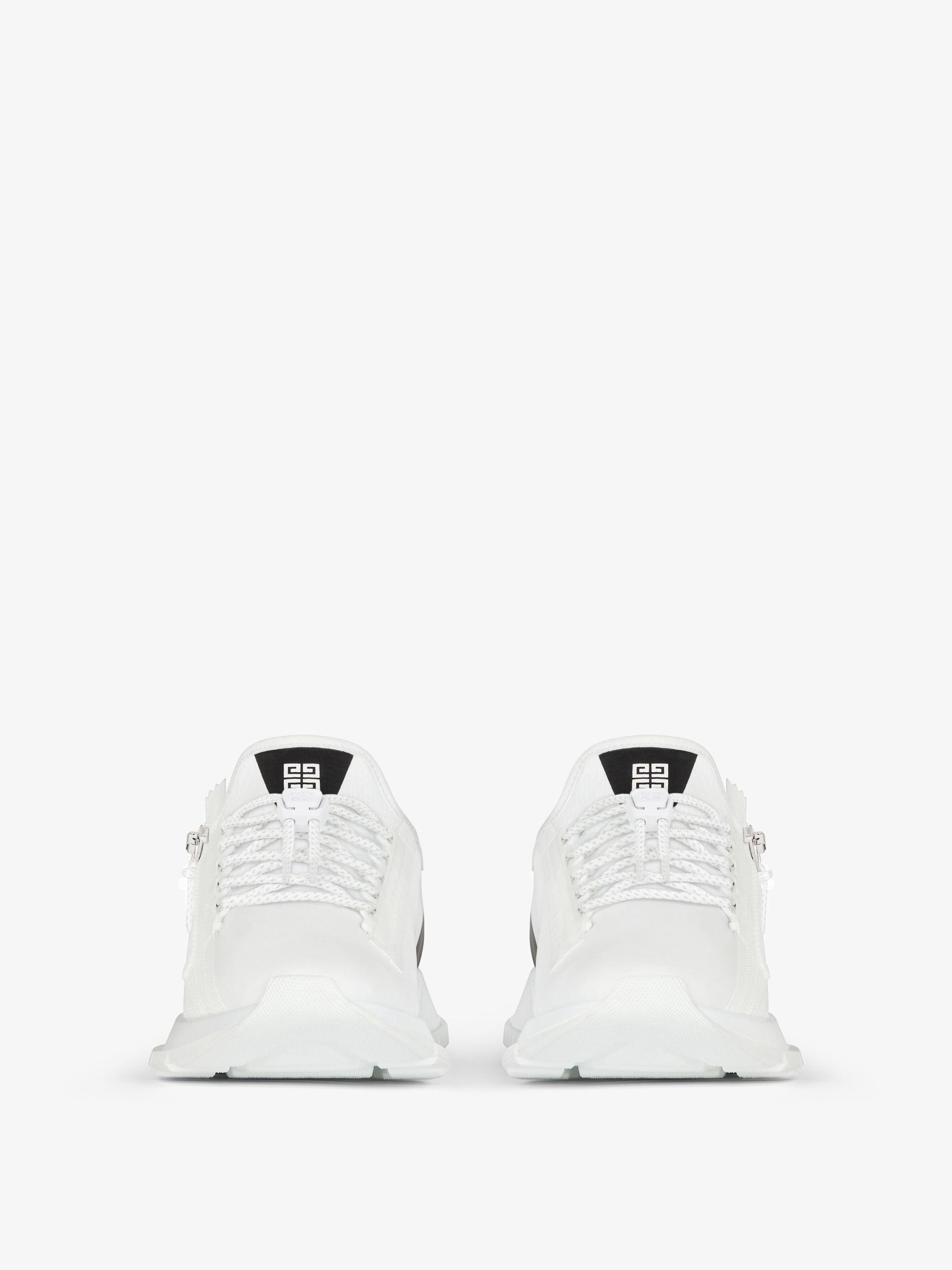 GIVENCHY Spectre Runner Leather Sneakers With 4g Side Zip Detail In White Product Image