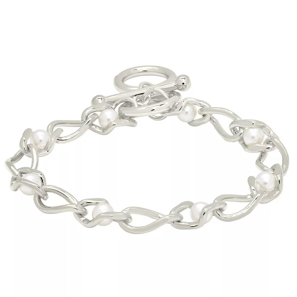 MC Collective Amedea Simulated Pearl Toggle Bracelet, Women's, Size: 7", Silver Product Image