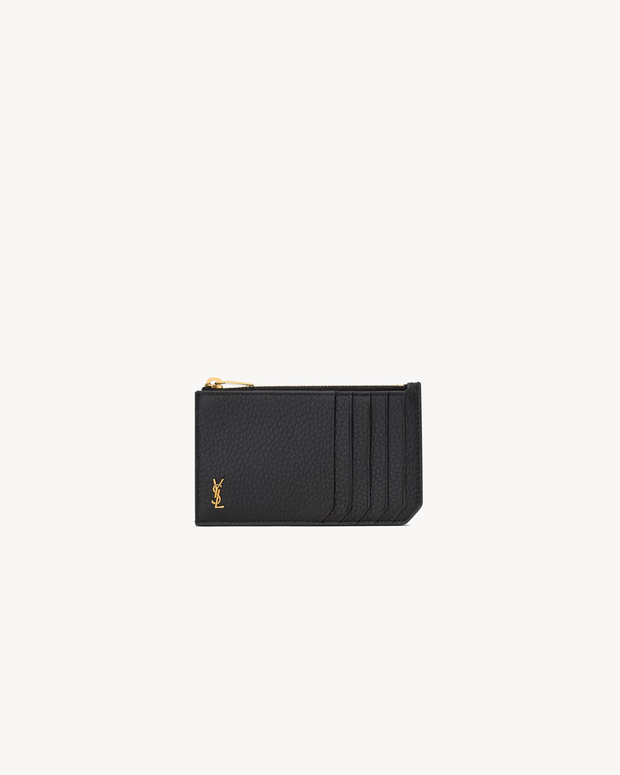 TINY CASSANDRE FRAGMENTS zip card case in grained leather Product Image