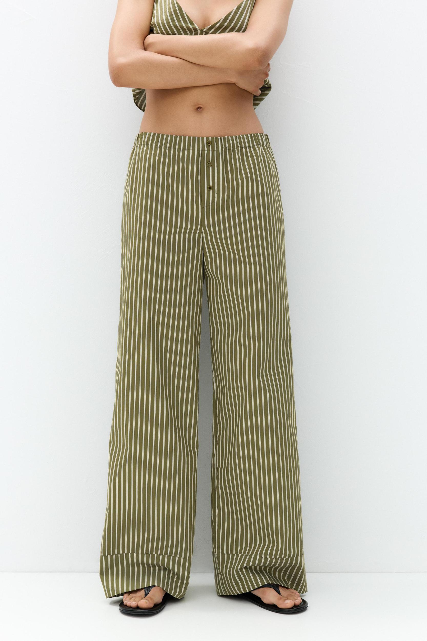 Striped pajama-style pants Product Image