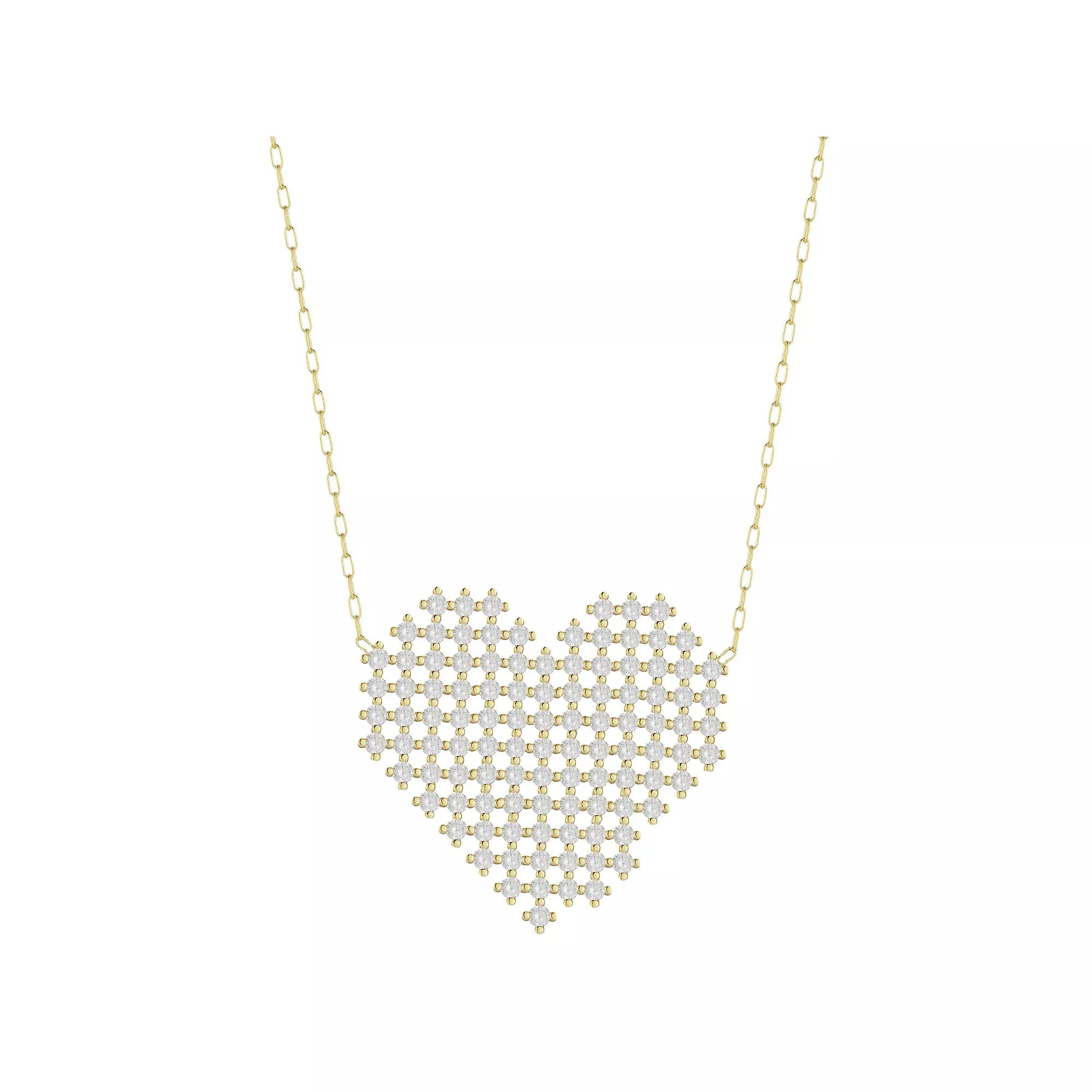 Sunkissed Sterling Cubic Zirconia Pixel Heart Necklace, Women's, Size: 18", Gold Tone Product Image