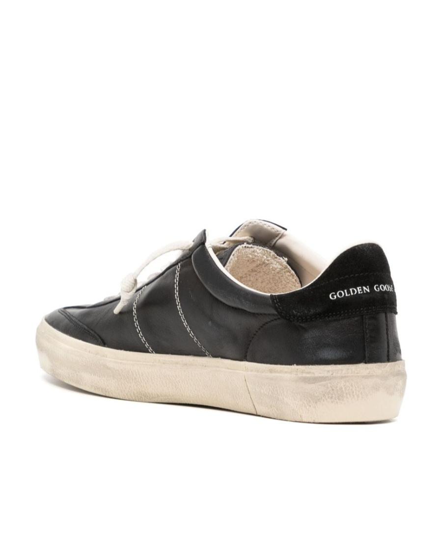 GOLDEN GOOSE Deluxe Brand Vintage-inspired Black Leather Sneakers With Contrasting White Laces Product Image