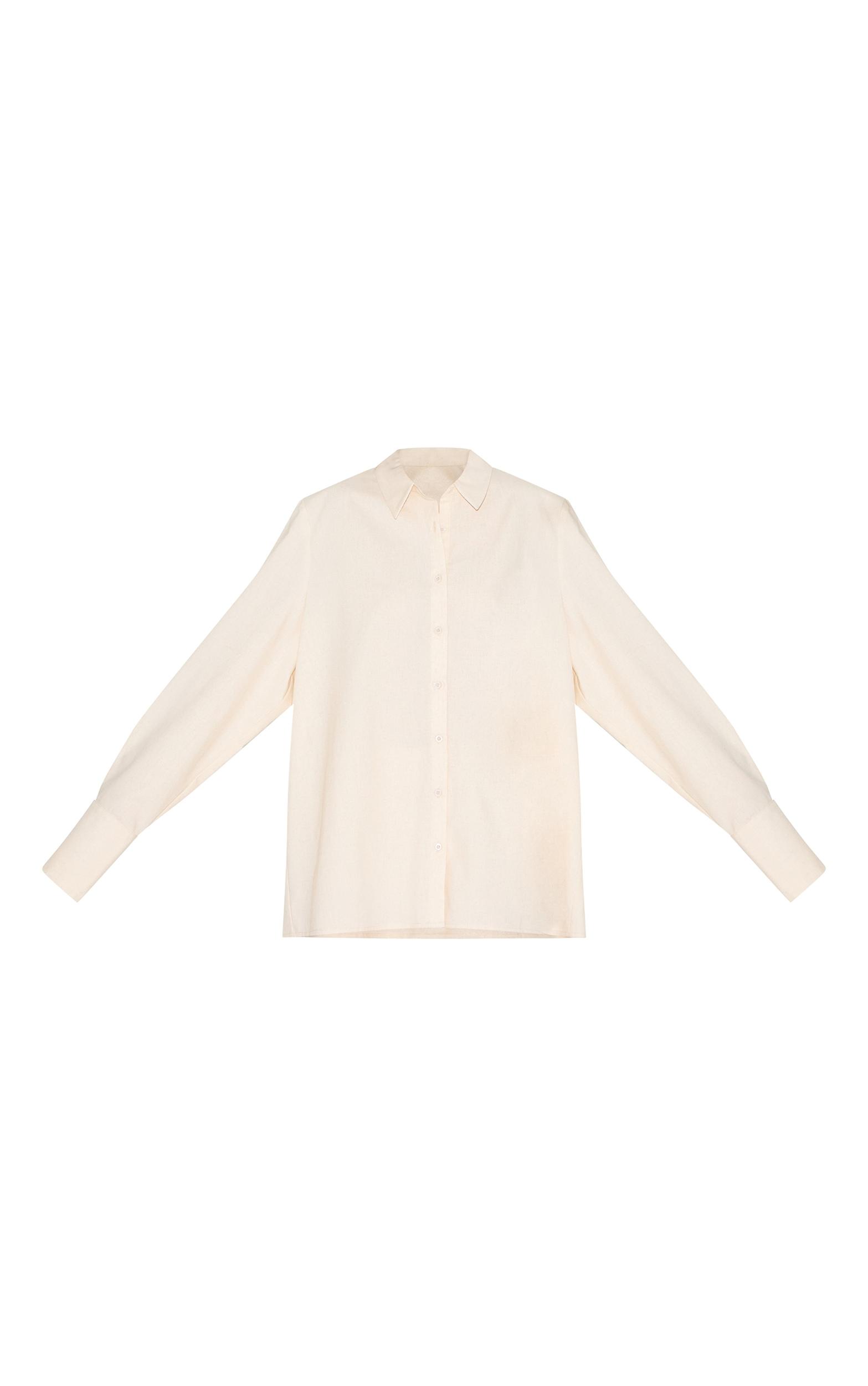 Ecru Oversized Lightweight Woven Cuff Shirt Product Image