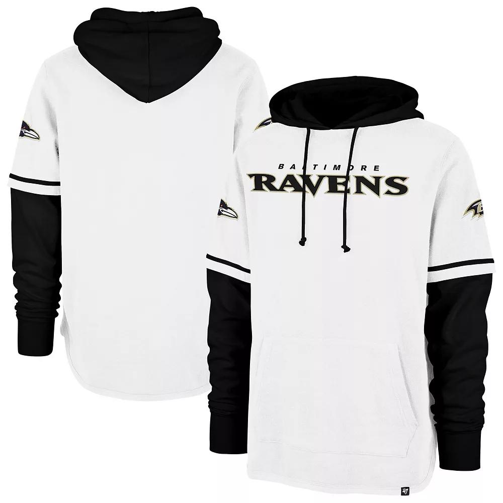 Men's '47 White Baltimore Ravens Trifecta Shortstop Pullover Hoodie, Size: 3XL Product Image