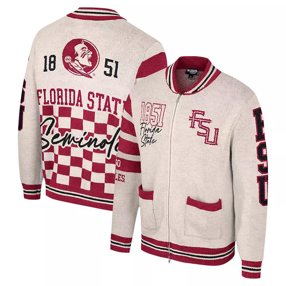 Women's Colosseum Cream Florida State Seminoles Jacquard Full-Zip Sweater, Size: Small, Beige Product Image