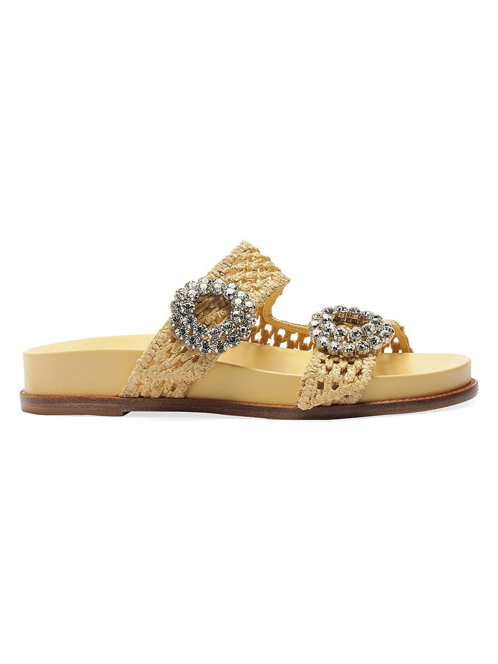 Womens Salma Crystal-Embellished Raffia Sandals Product Image