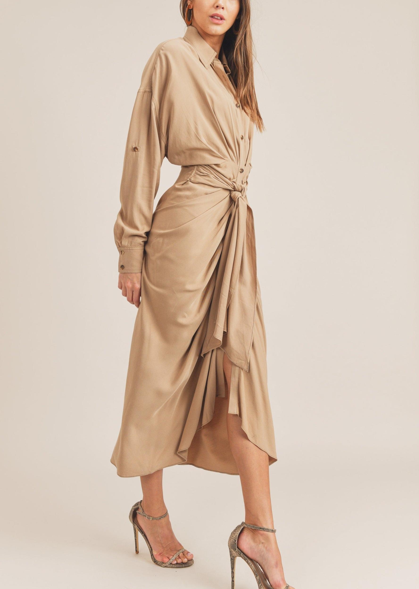 Elegant Shirt Midi Dress Product Image