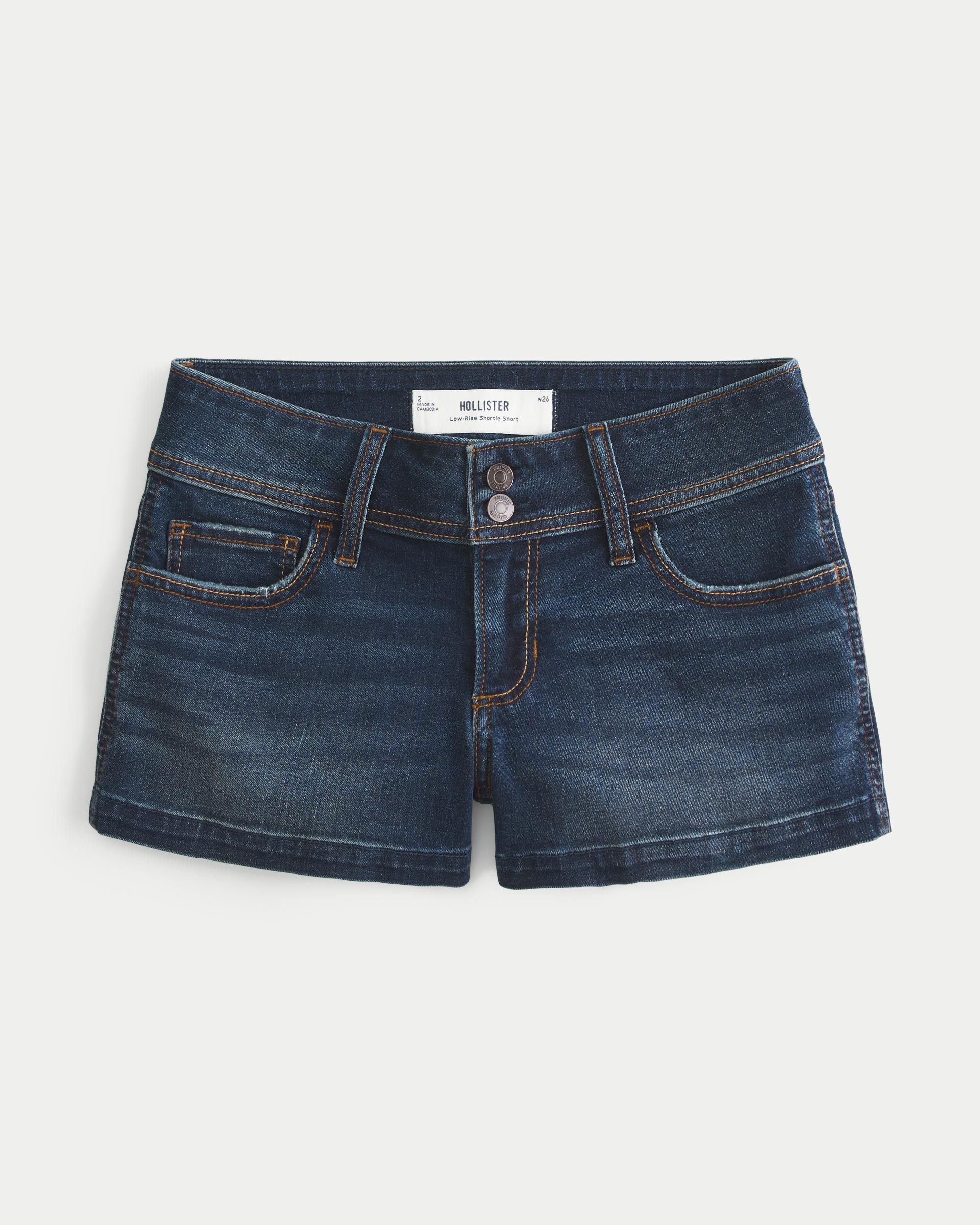 Low-Rise Light Wash Denim Shortie Shorts Product Image