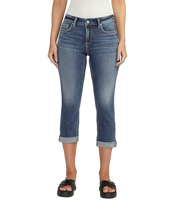Silver Jeans Co. Elyse Mid Rise Luxe Stretch Rolled Cuffed Capri Jeans Product Image
