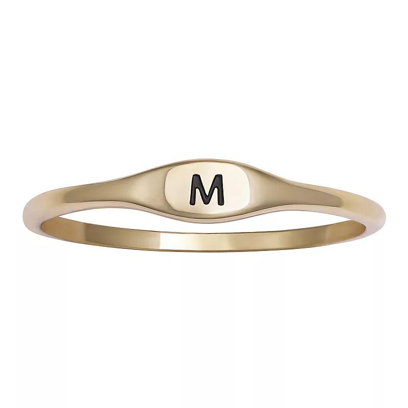 PRIMROSE Polished Oval Oxidized Initial Ring, Womens Gold Tone S Product Image