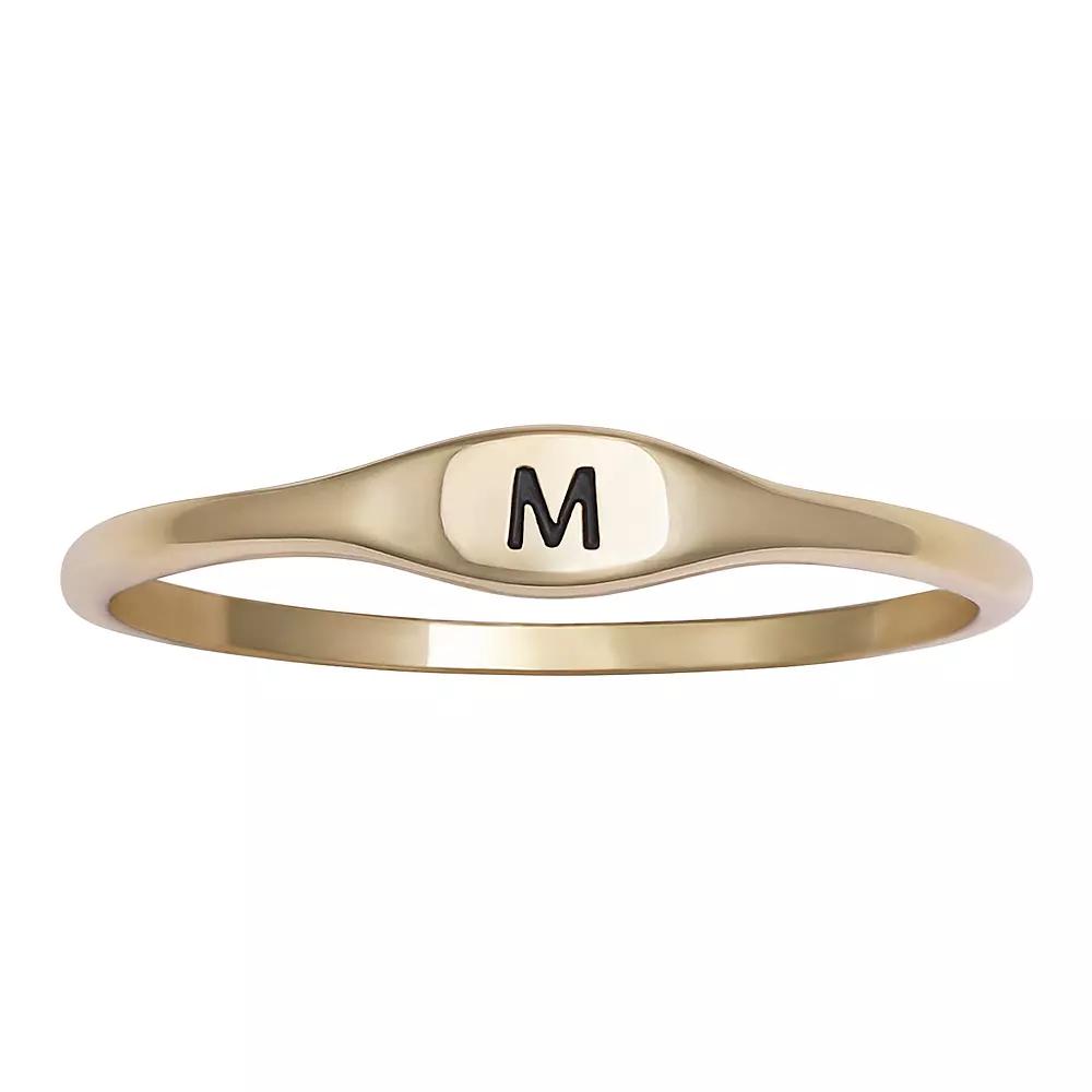 PRIMROSE Polished Oval Oxidized Initial Ring, Womens Gold Tone S Product Image
