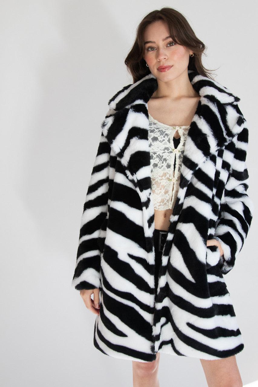 Faux Fur Knee Length Coat Product Image