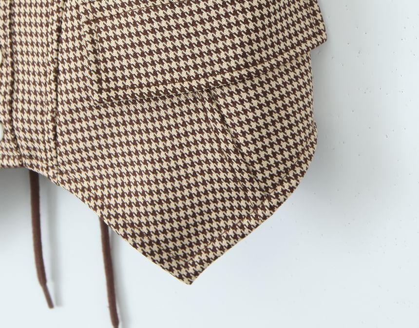 Houndstooth Asymmetrical Button Bustier Top Product Image