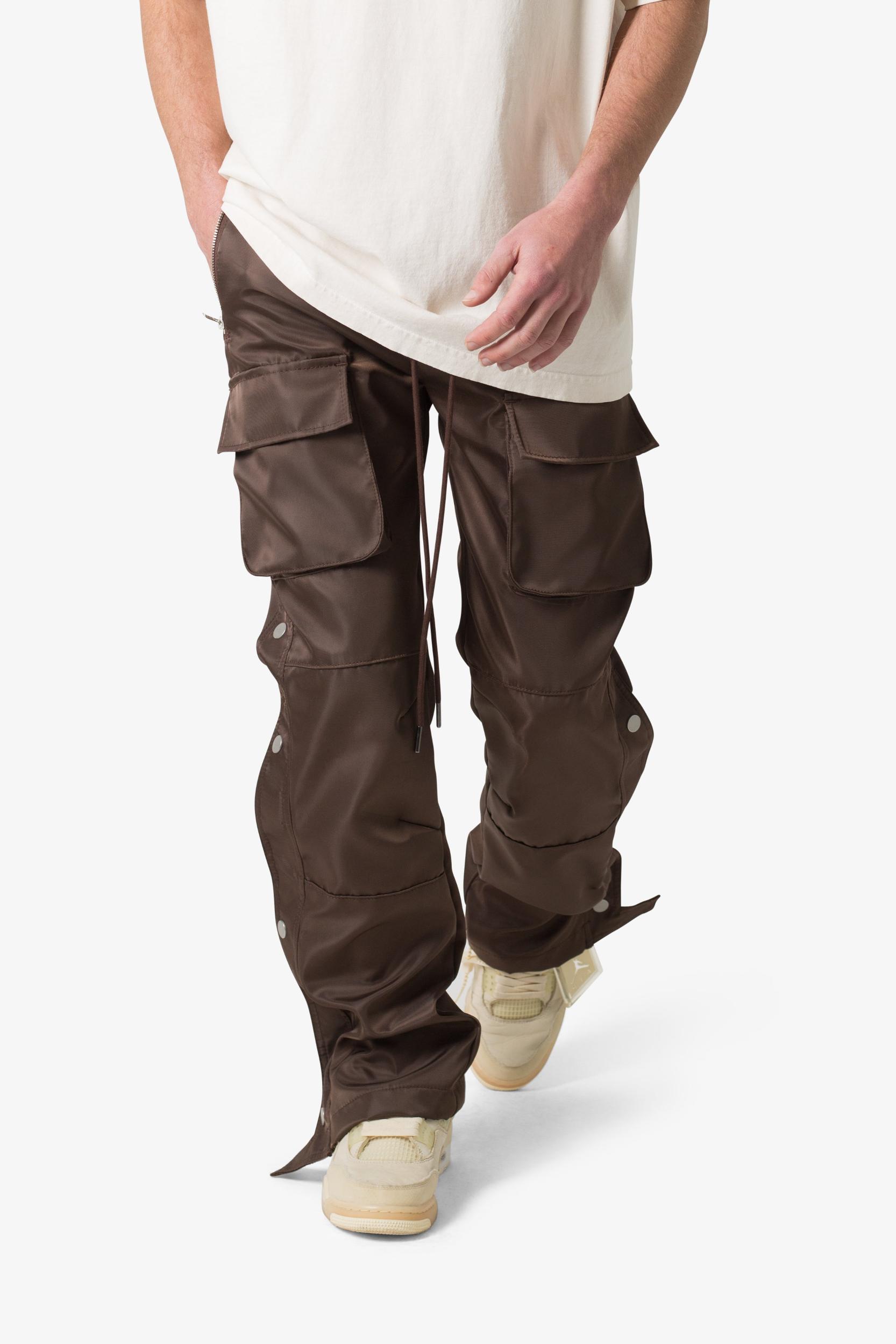 Snap Front Cargo Pants - Brown Product Image