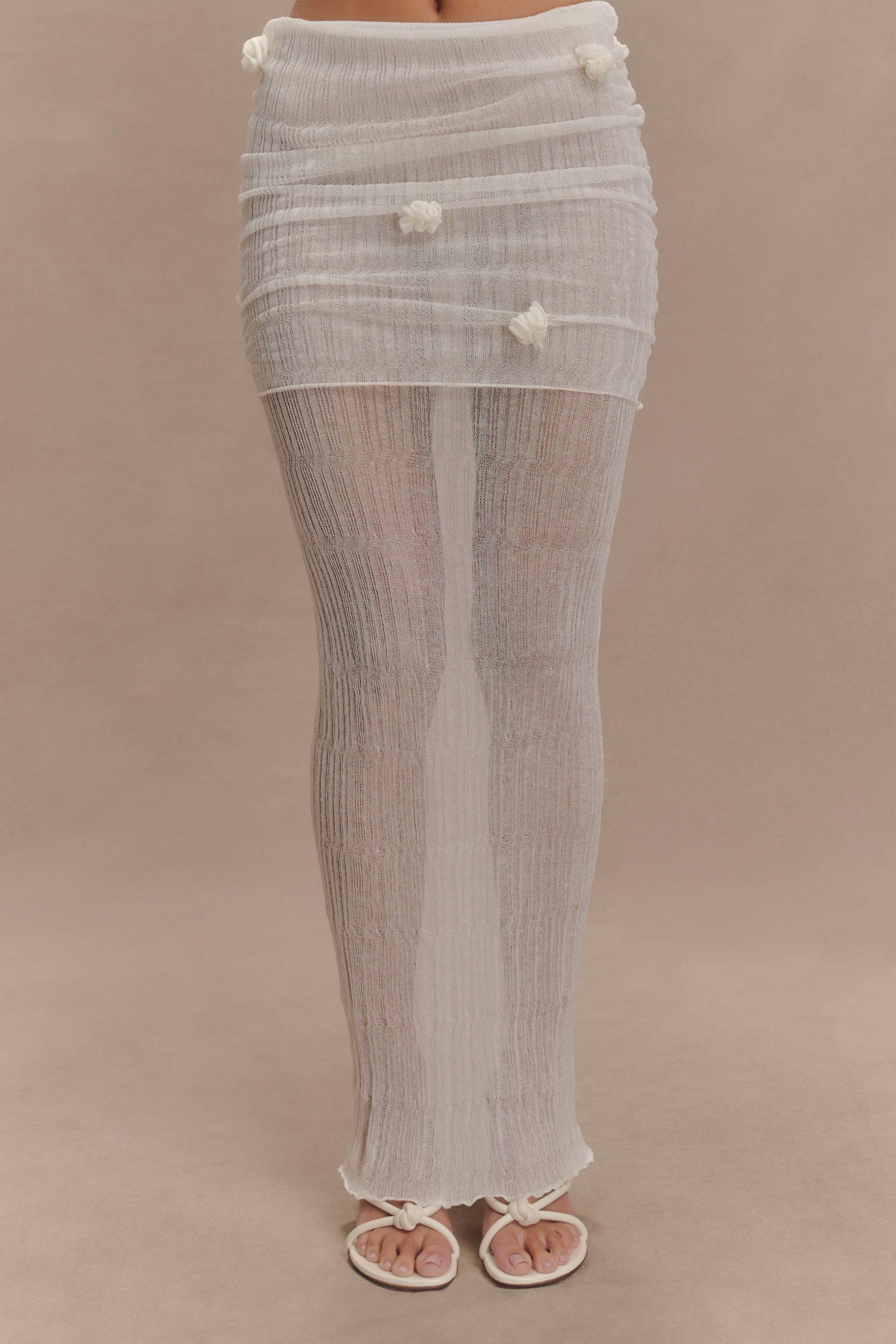 Orianna Orchid Knit Maxi Skirt - Ivory Product Image