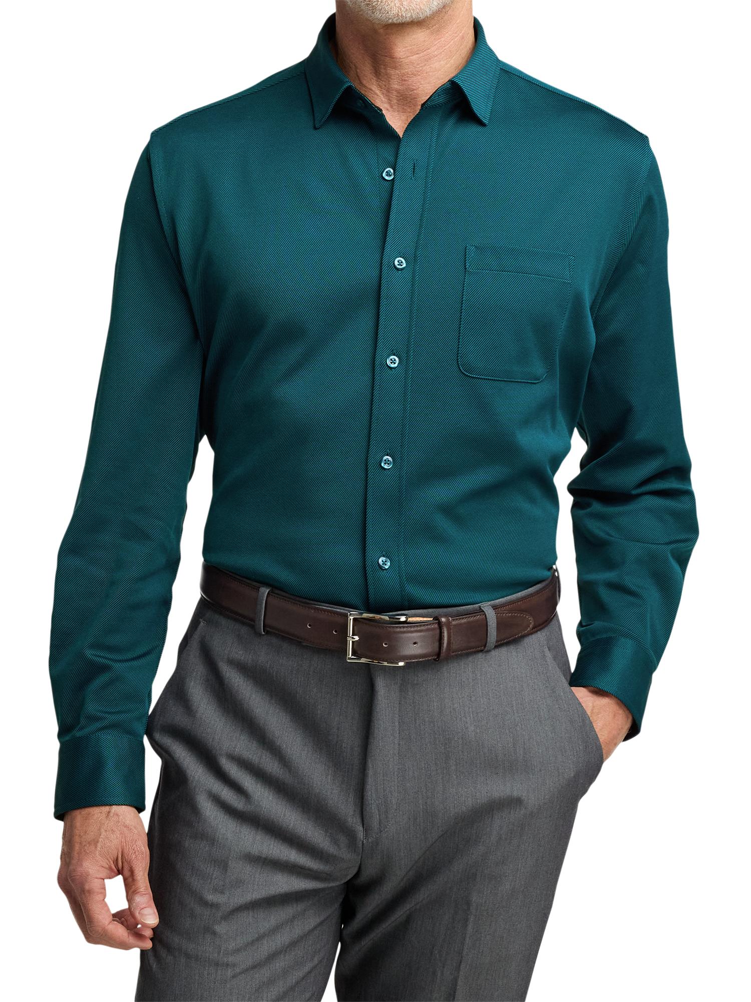 Cotton Blend Button Front Polo - Teal Product Image