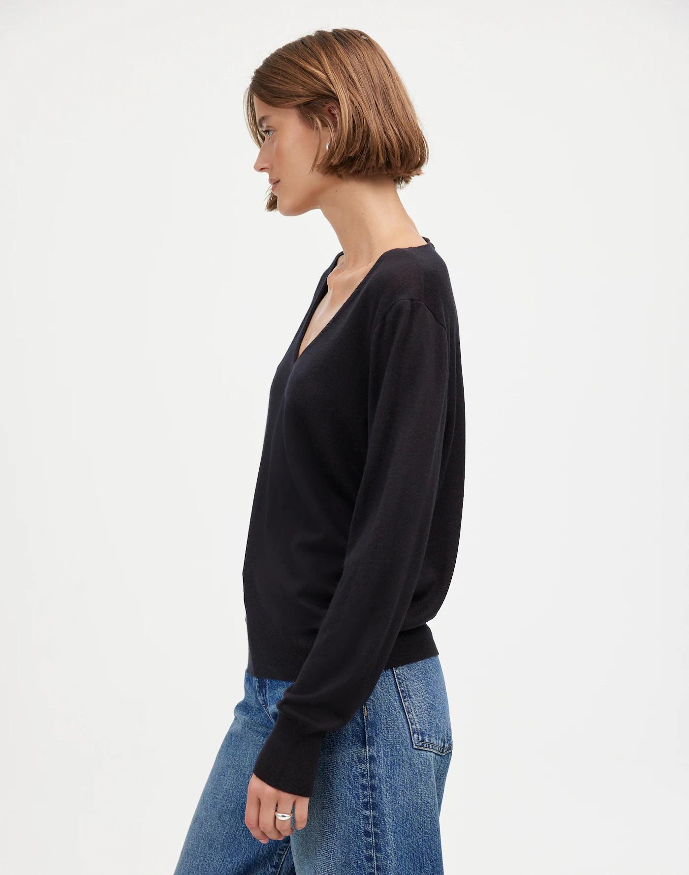 Merino Wool-Silk Blend V-Neck Sweater Product Image