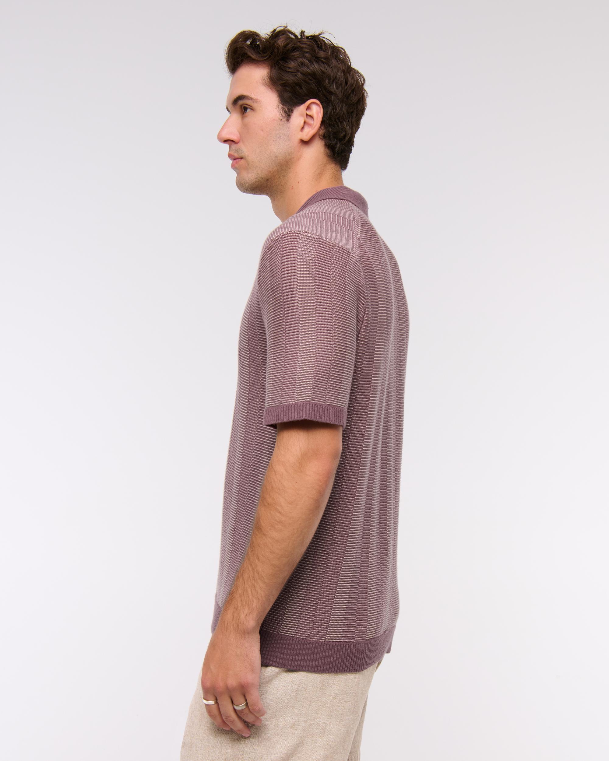 Contrast Textural Zip Sweater Polo Product Image