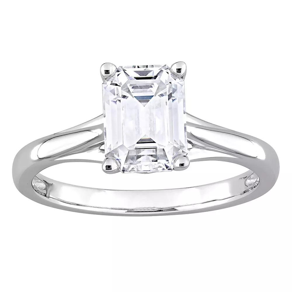Stella Grace 14k White Gold Emerald Cut Lab-Created Moissanite Solitaire Ring, Women's, Size: 8, 10k Whgold Product Image
