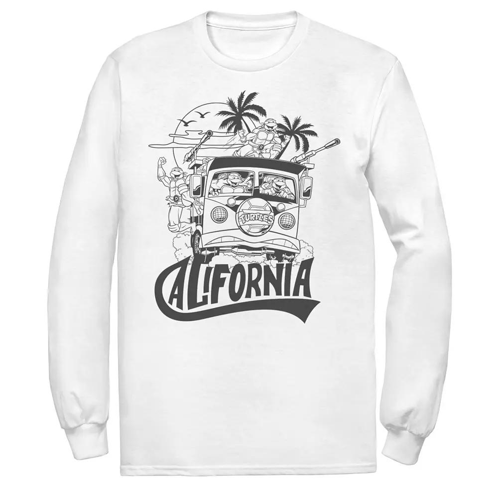 Men's Ninja Turtles California Bus Outline Long Sleeve Tee, Size: XXL, White Product Image