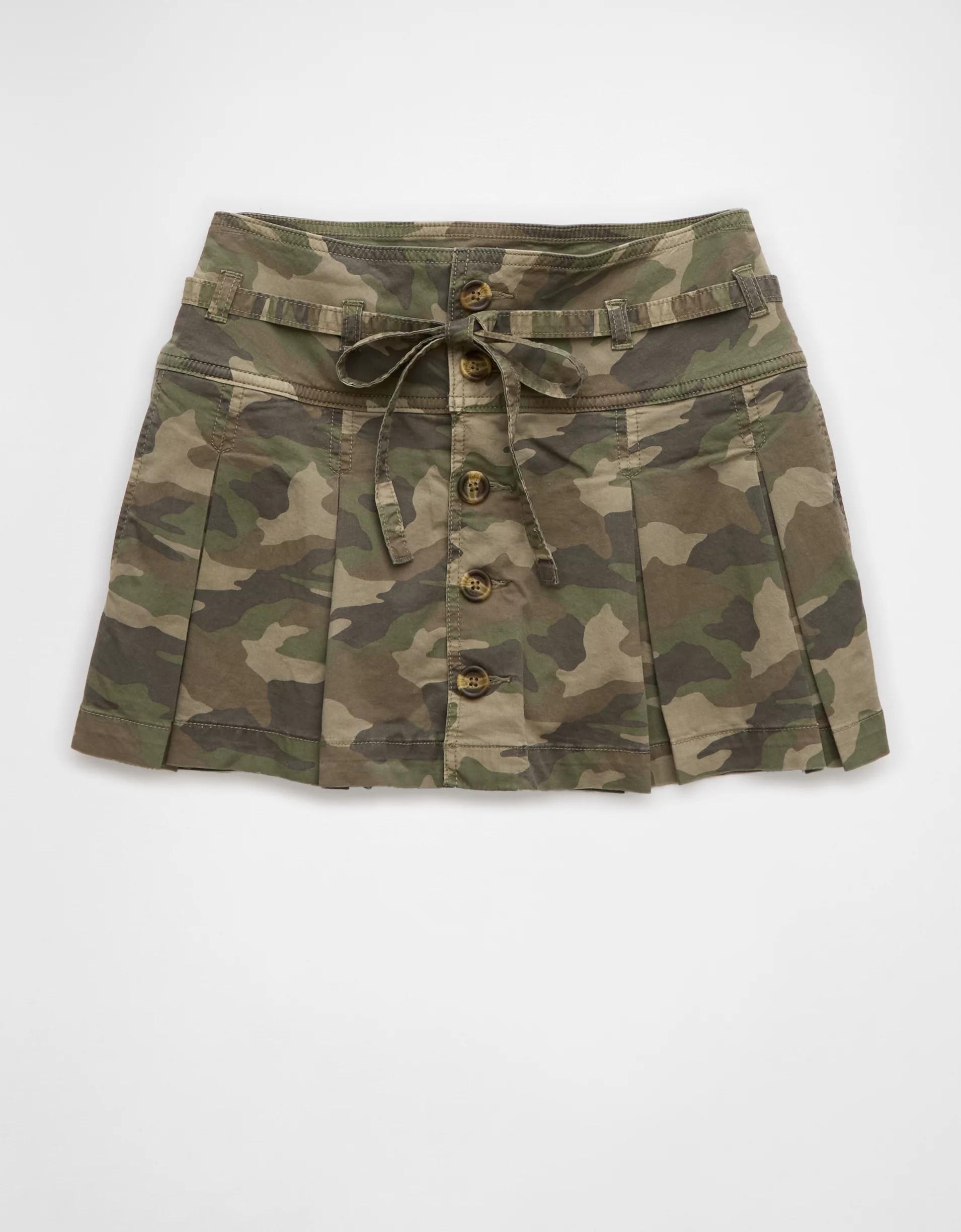 AE Stretch Low-Rise Pleated Camo Mini Skort Product Image
