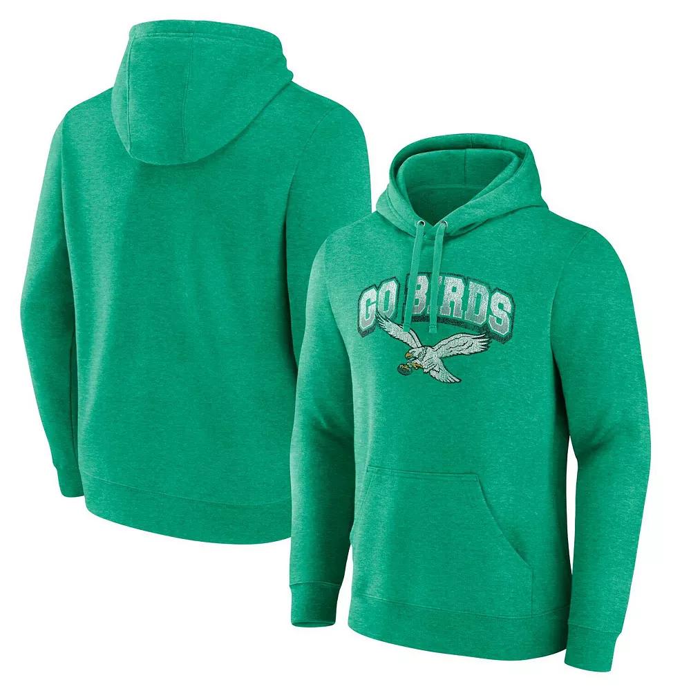 Men's Fanatics Branded Kelly Green Philadelphia Eagles Gridiron Classics Go Birds Vintage Arch Pullover Hoodie,  Product Image