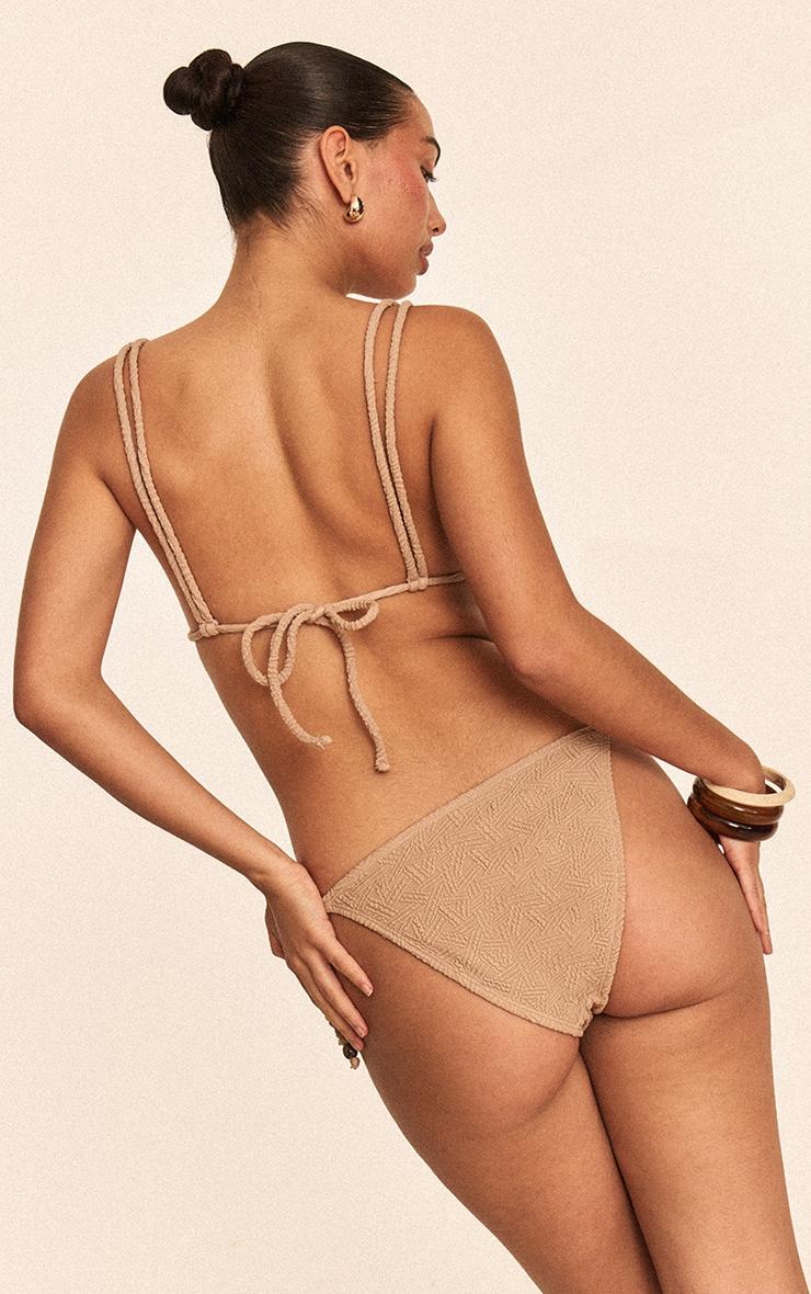 Stone Textured Bead Trim Triangle Bikini Top Product Image