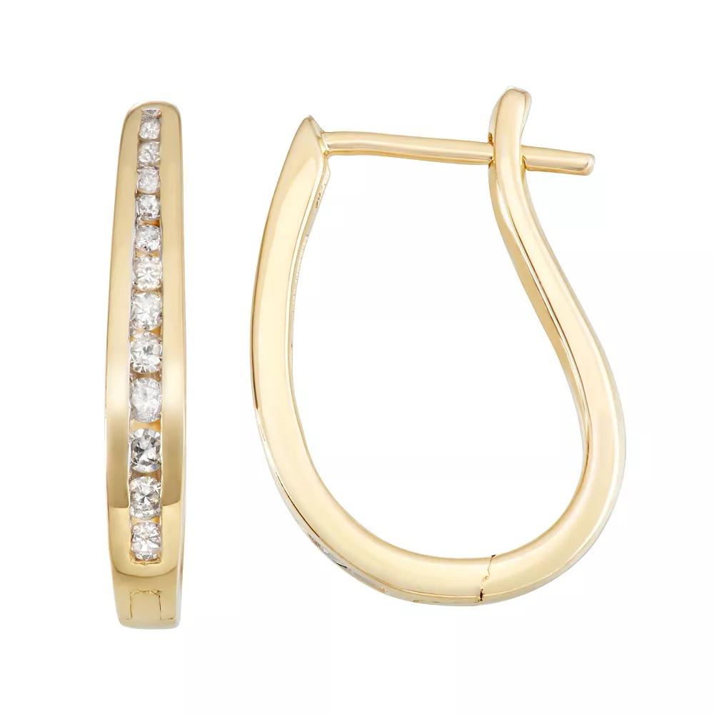 10k Gold 1/4 Carat T.W. Diamond Hoop Earrings, Women's Product Image