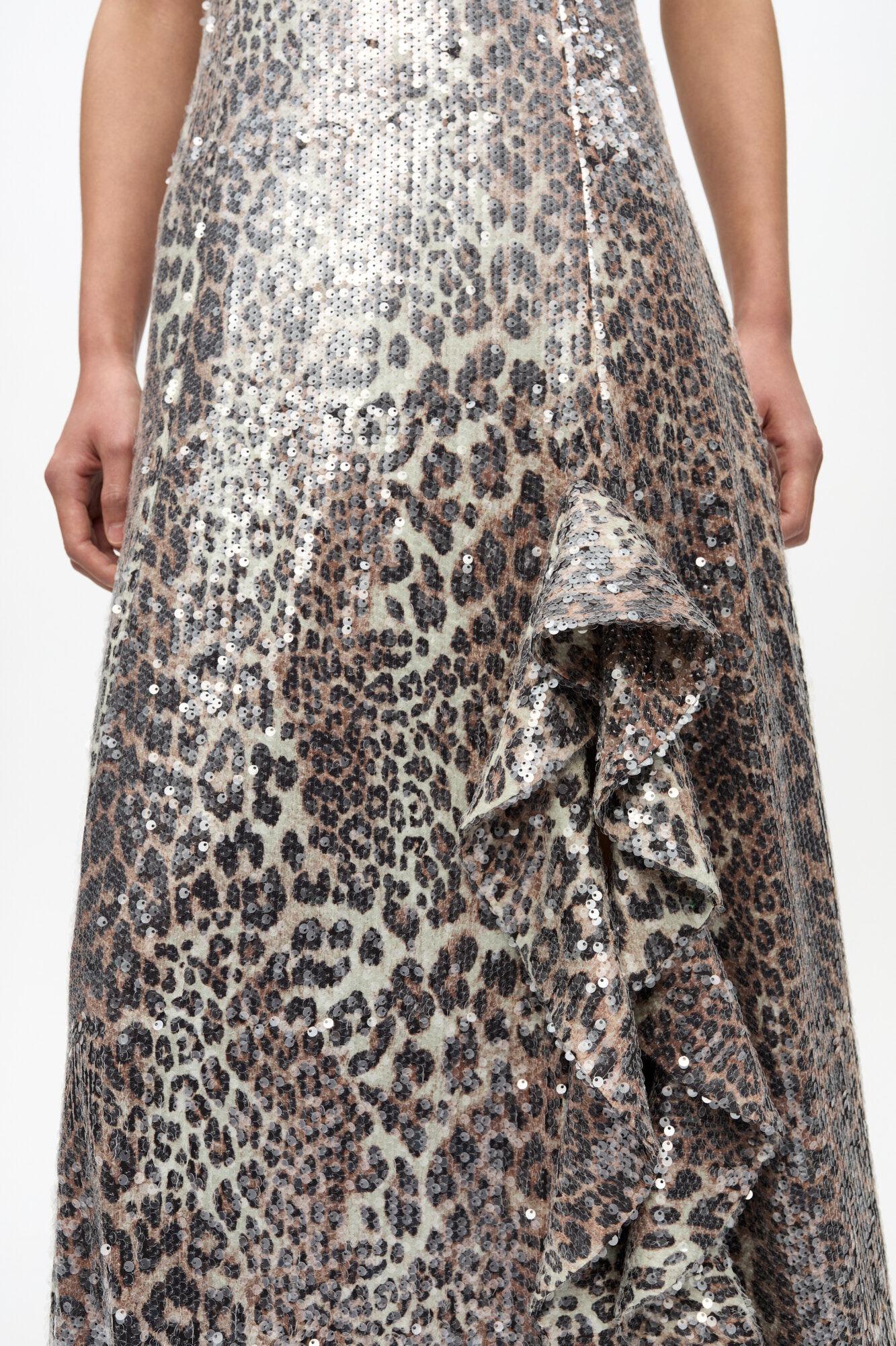 Leopard Stretch Sequins Long Dress Product Image