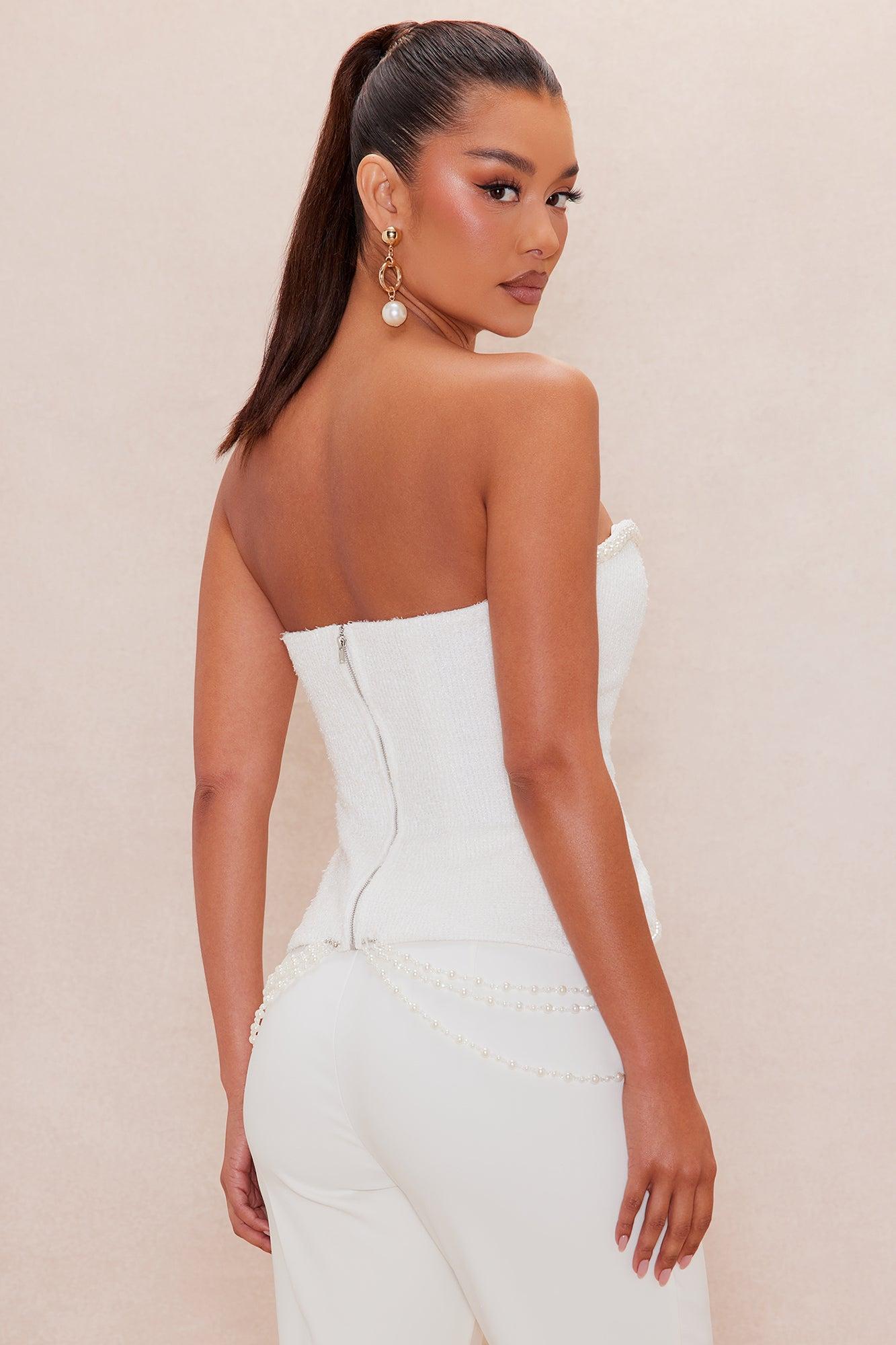 Lana Pearl Corset Top - Cream Female Product Image