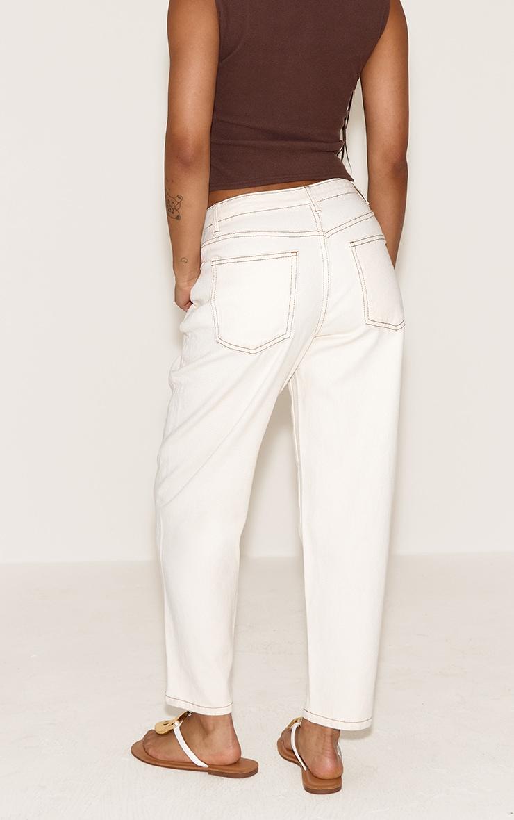 Petite Ecru High Waist Mom Jeans Product Image