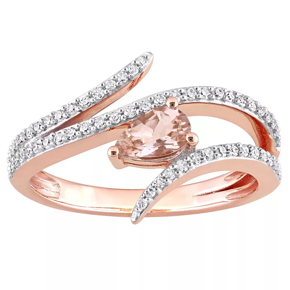 Stella Grace 10k Rose Gold Morganite & 1/4 Carat T.W. Diamond Open Wrap Ring, Women's, Size: 6 Product Image