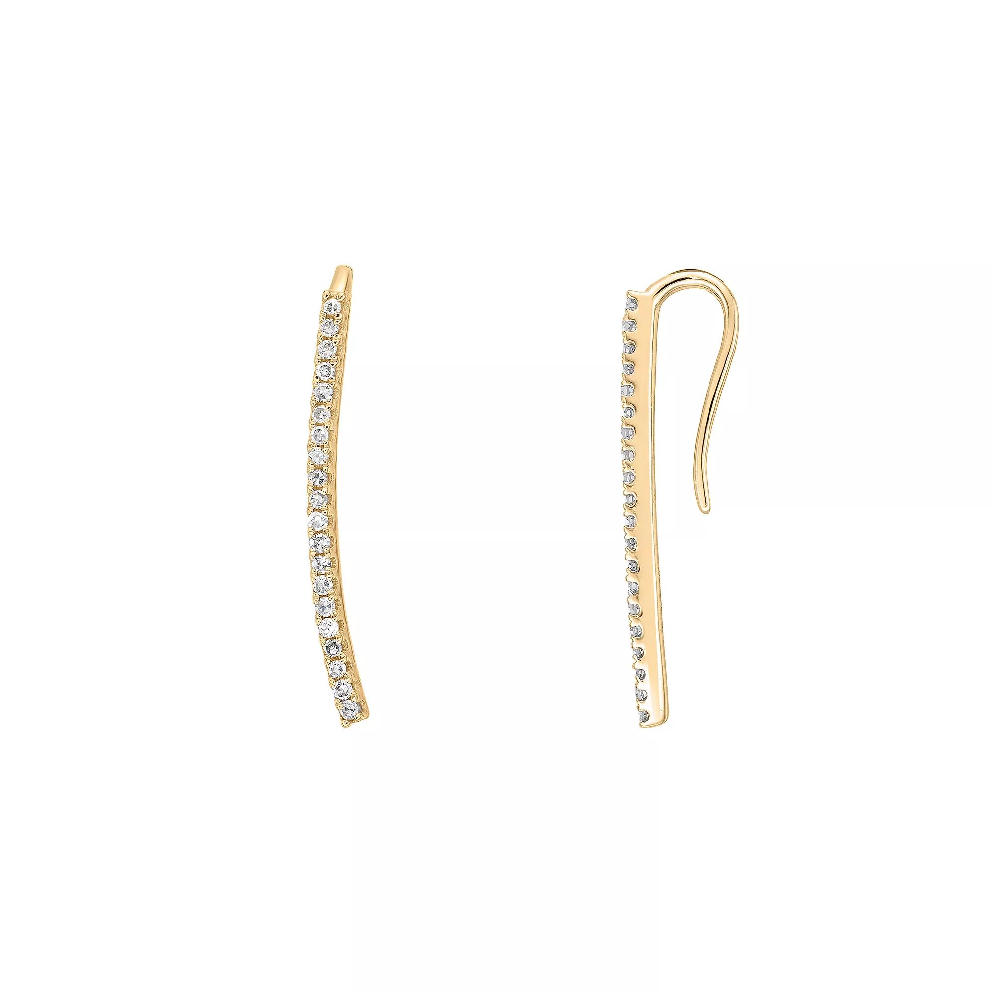 Gemminded 10k Gold 1/8 Carat T.W. Diamond Crawler Earrings, Women's Product Image